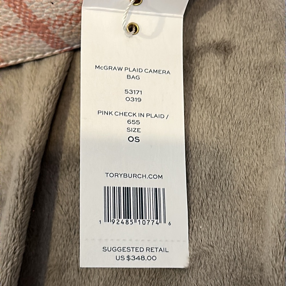 NWT Tory Burch blush plaid crossbody - Picture 3 of 11
